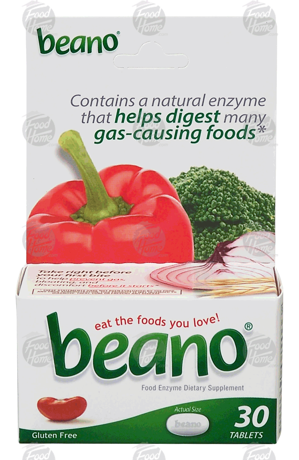 Beano  food enzyme dietary supplement, gluten free, 30 tablets Full-Size Picture